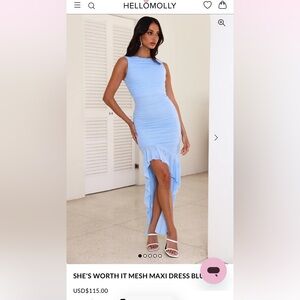 Hello Molly SHE'S WORTH IT MESH MAXI DRESS BLUE